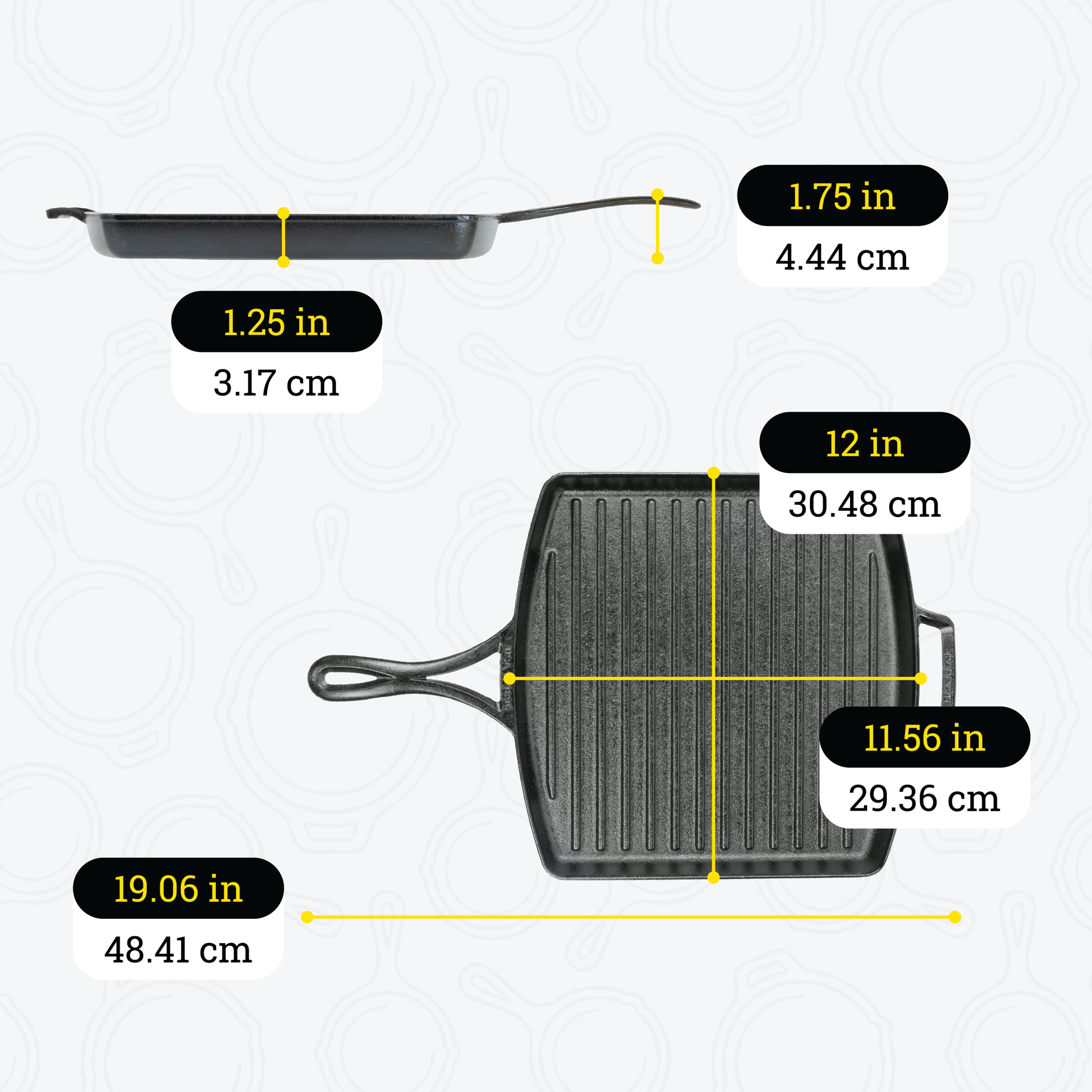 Blacklock 12 Inch Lightweight Cast Iron Grill Pan - Image 8