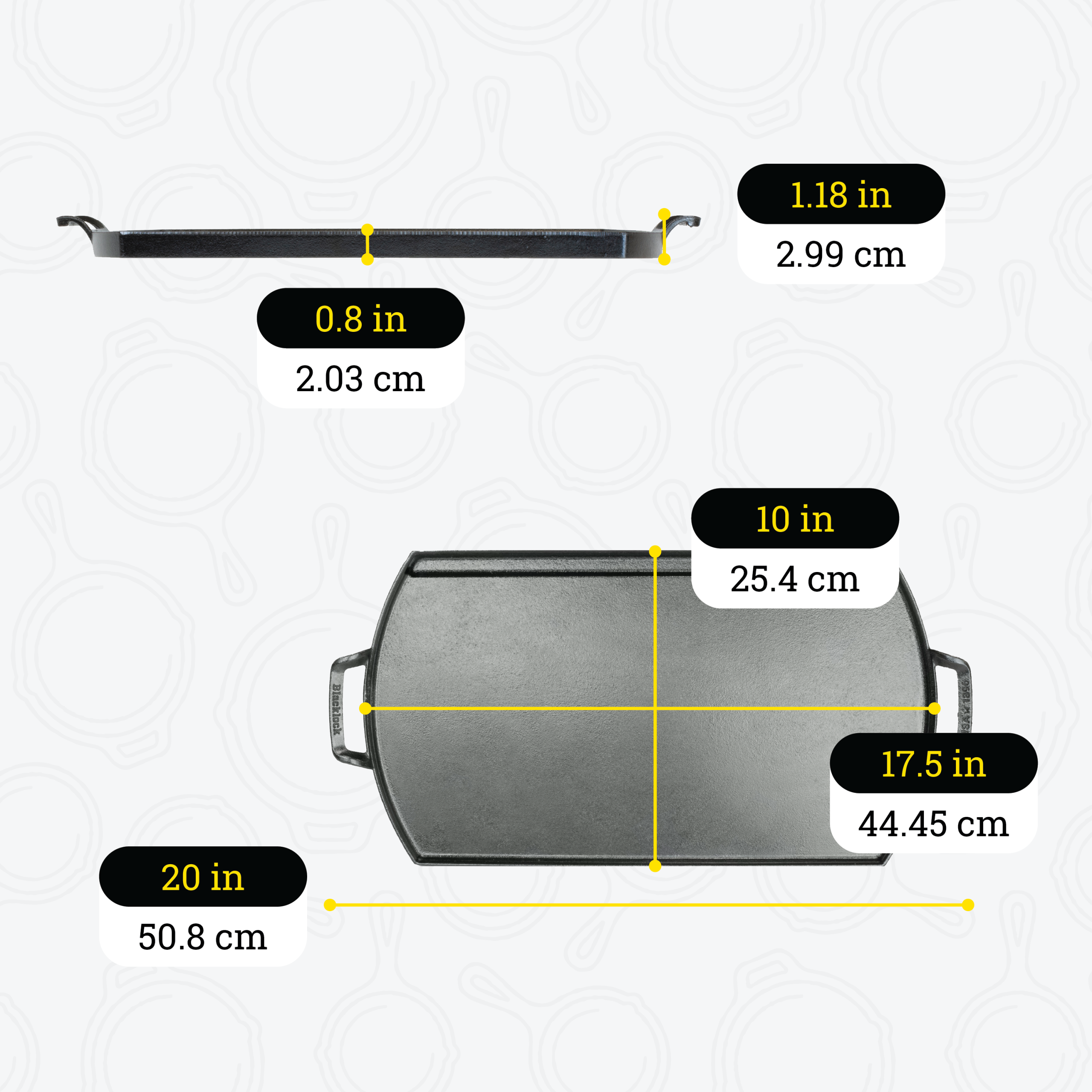 Blacklock Lightweight Cast Iron Double Burner Griddle - Image 7