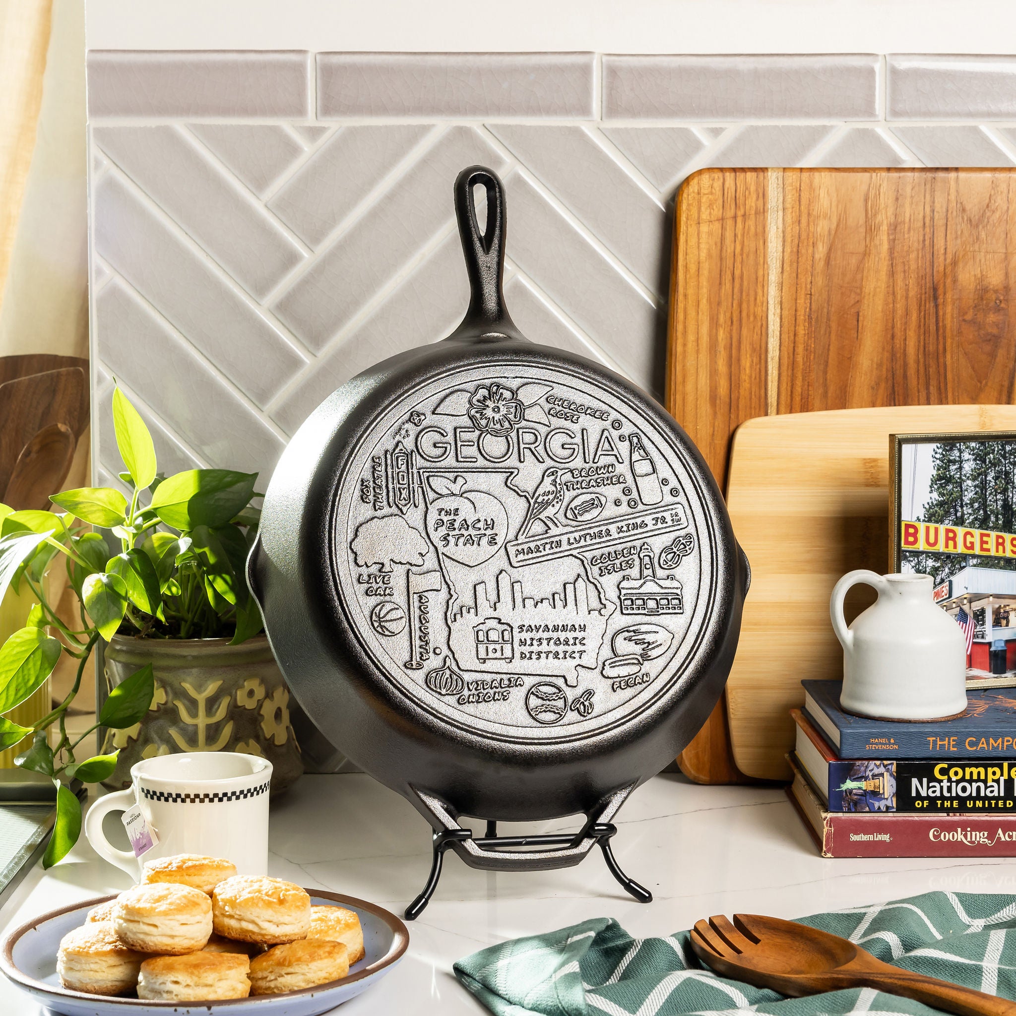 American Road Trip: 12 Inch Seasoned Cast Iron Skillet. Georgia - Image 2