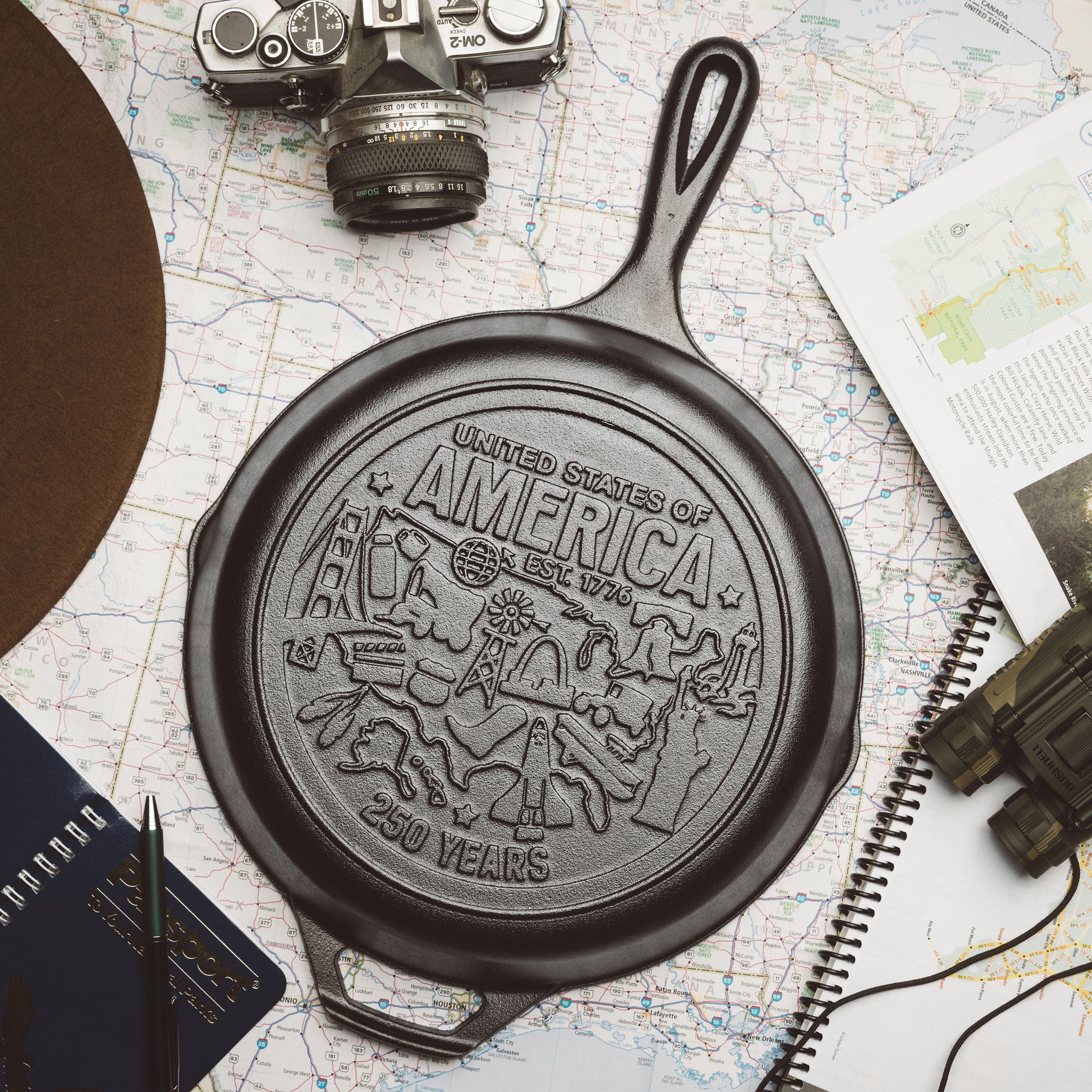Lodge 10.25 Inch Seasoned Cast Iron Skillet. USA Icons - Image 2