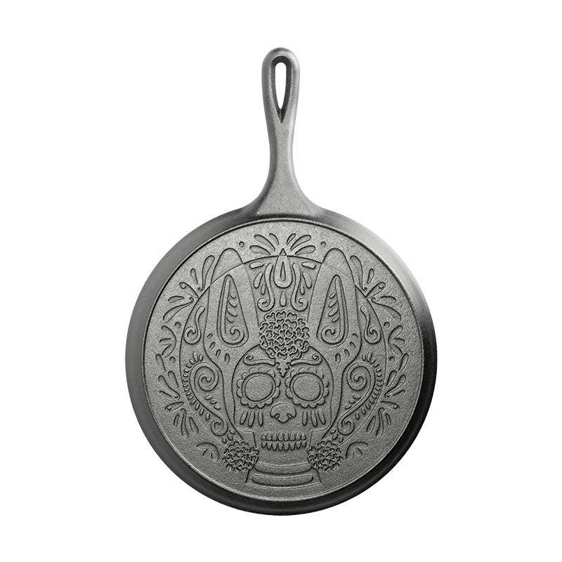 10.5 Inch Seasoned Cast Iron Xolo Sugar Skull Griddle - Image 2